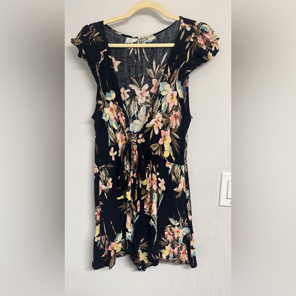 Floral Black Women's Romper